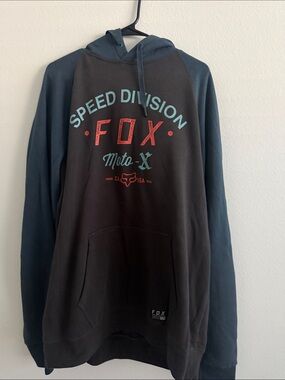 Fox Speed Division Moto-X Pullover Hoodie in Black and Teal
